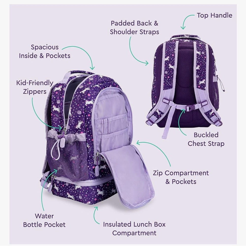 Bentgo Kids Unicorn Backpack - Purple